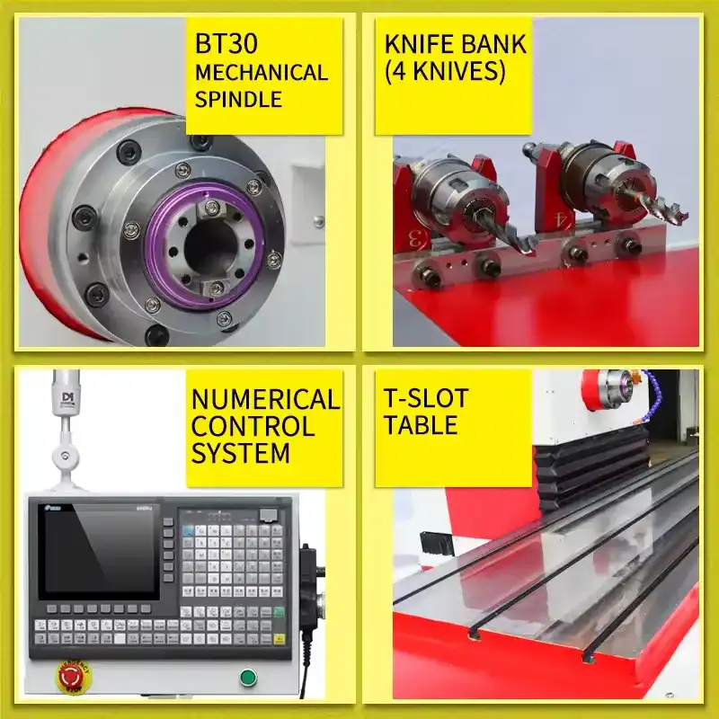 Automatic drilling tapping and milling machine side view