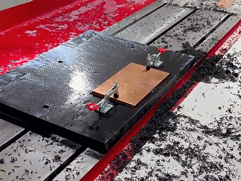 CNC drilling and tapping of large size copper connectors