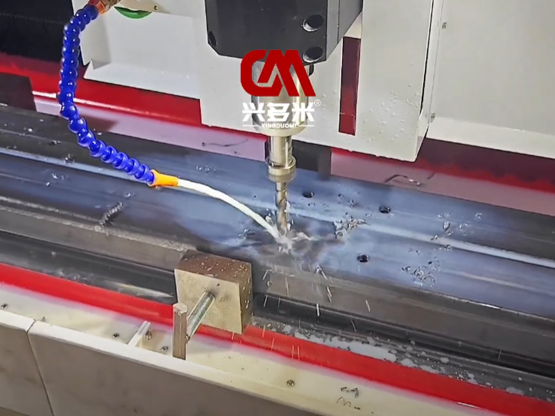 Customer factory Drilling large holes in 5 meter long large iron square pipe