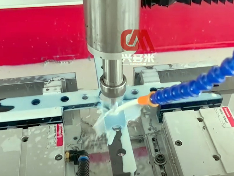 Drilling and tapping of air conditioner Steel hardware accessories by CNC drilling machine