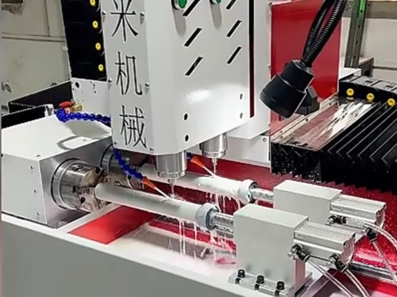 High-speed drilling of small holes in aluminum round tubes