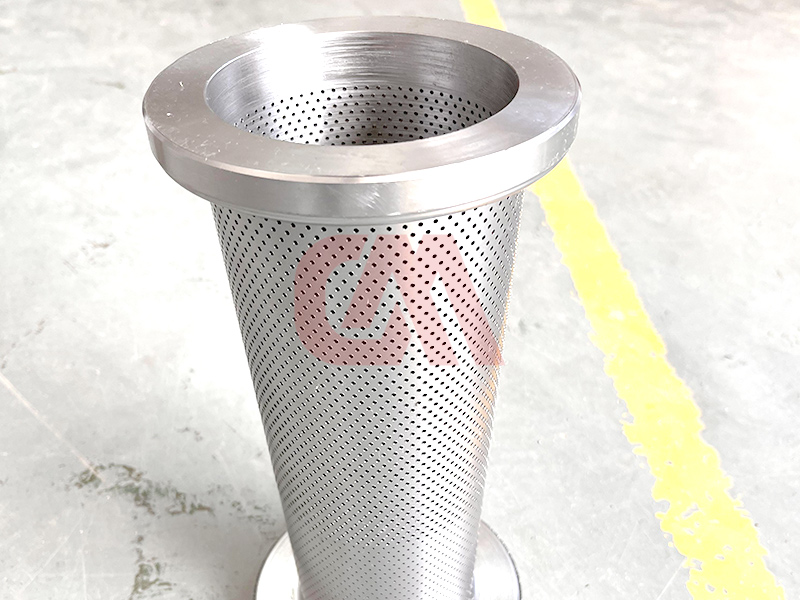 Continuous high-precision drilling on stainless steel filter tubes with a 4-axis CNC drilling machine.