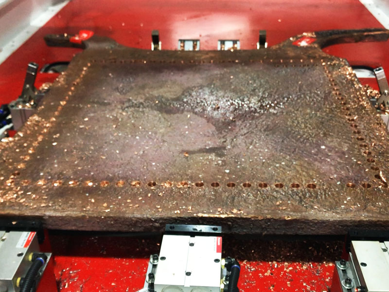CNC Drilling on Thick Cast Copper Panels