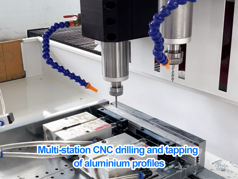 Multi-station CNC drilling and tapping of aluminium profiles