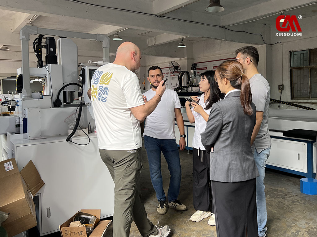 Turkish Buyers Inspect DUOMI CNC Drilling–Tapping Machines Up Close